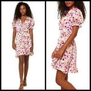 💕MISA LOS ANGELES💕 Floral Print Ruffle Wrap Mini Dress S